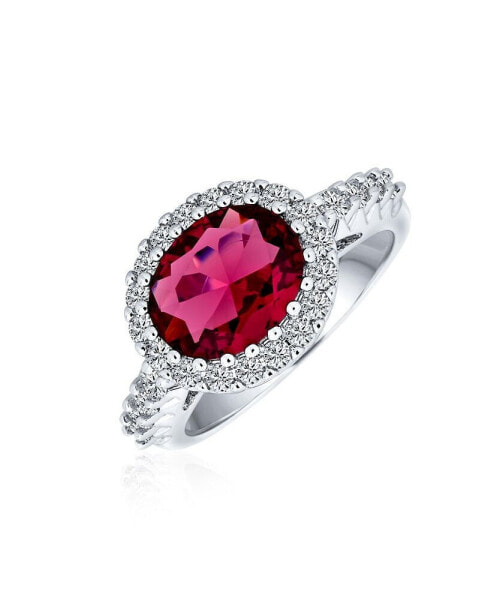 Кольцо Bling Jewelry 3CT Овальное сапфир-имитация CZ Pave Симулированный красный гранат для женщин, покрытое родиевым латунью