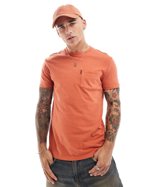 Superdry Essential washed pocket t-shirt in washed autumn glaze brown