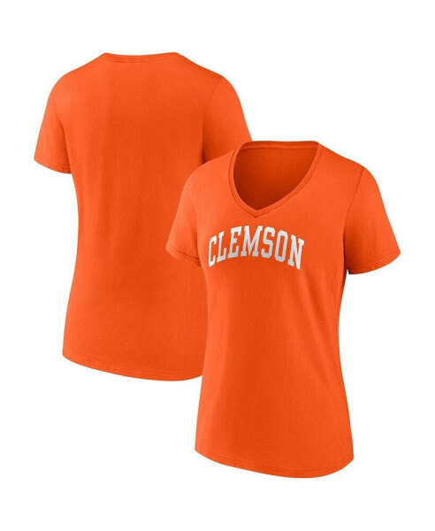 Women's Orange Clemson Tigers Basic Arch V-Neck T-shirt