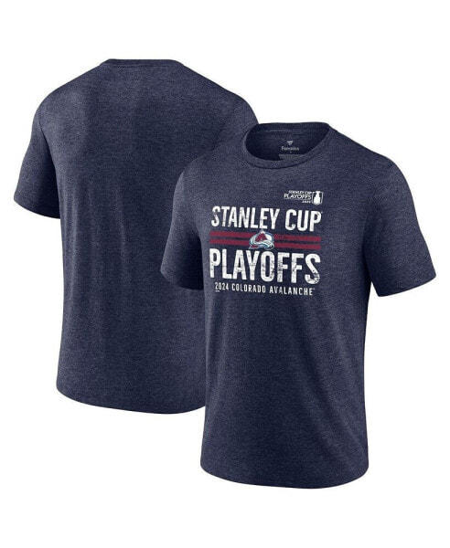 Men's Navy Colorado Avalanche 2024 Stanley Cup Playoffs Crossbar Tri-Blend T-Shirt