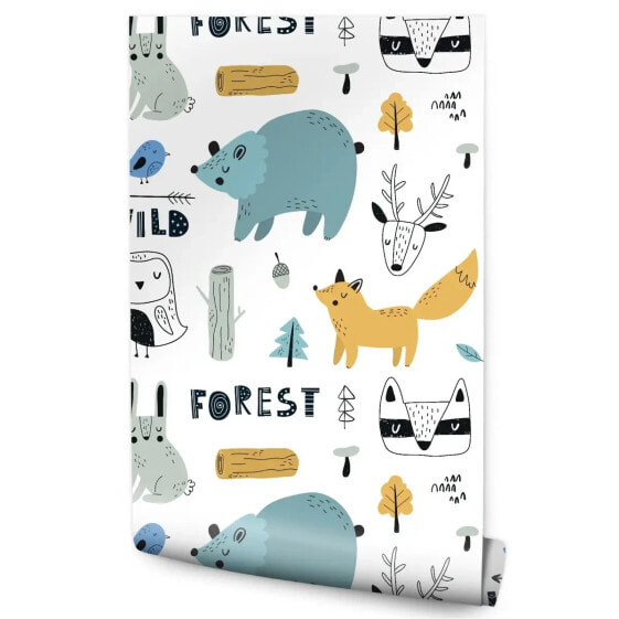 Декоративная настенная рисовая бумага Muralo Тапет животные Лесные деревья