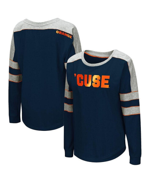 Women's Navy Syracuse Orange Trey Dolman Long Sleeve T-shirt