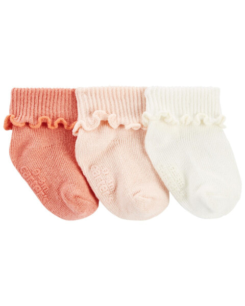 Baby 3-Pack Ribbed Booties 0-3M