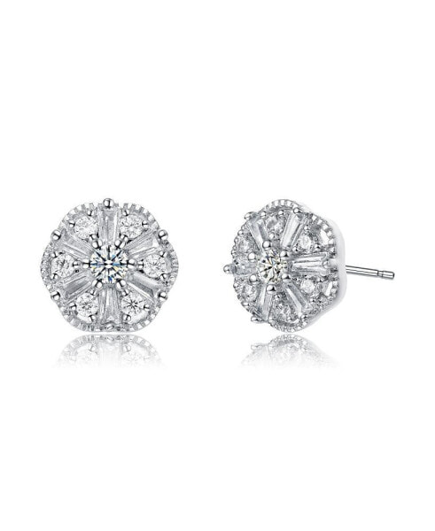 White Gold Plated Cubic Zirconia Stud Earrings