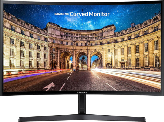 Samsung Curved Monitor C24F396FHR, 24 Inch, VA Panel, Full HD Resolution, AMD Freesync, 4 ms Response Time, 1800R Curvature, Black