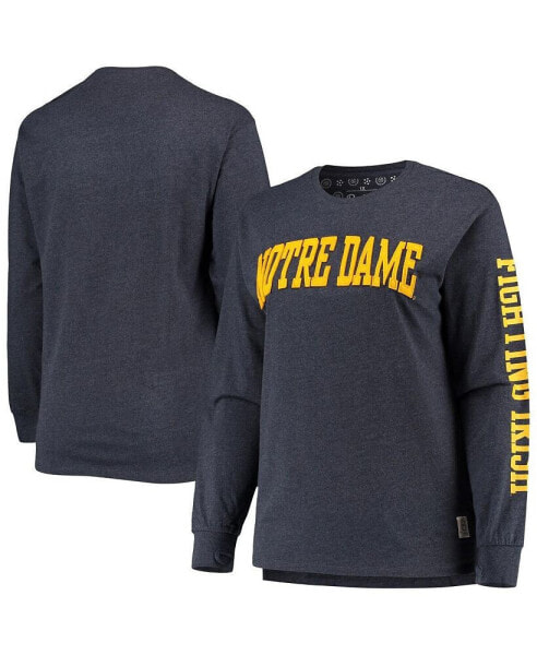 Women's Heathered Navy Notre Dame Fighting Irish Plus Size Two-Hit Canyon Long Sleeve T-shirt