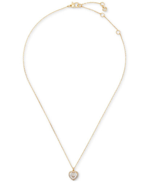 kate spade new york cubic Zirconia Heart Halo Pendant Necklace, 16" + 3" extender