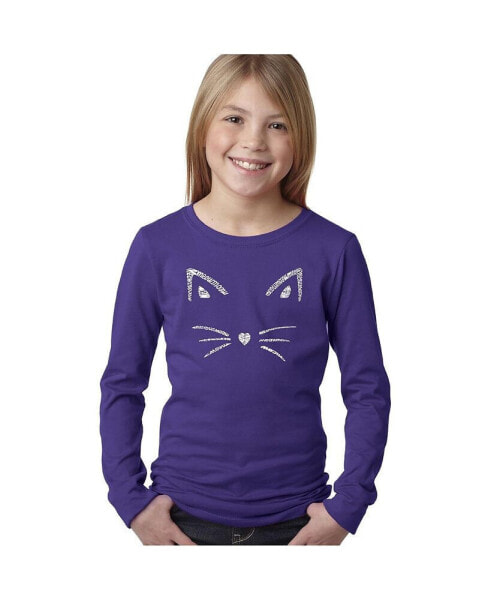 Big Girl's Word Art Long Sleeve T-Shirt - Whiskers