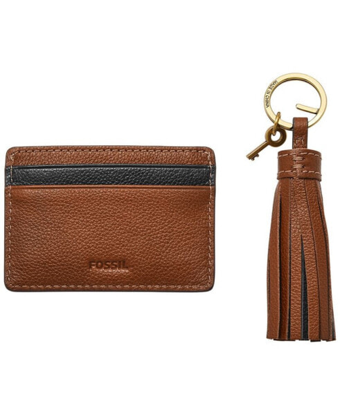 Leather Card Case Gift Set and Key Fob Set, 2 Pieces