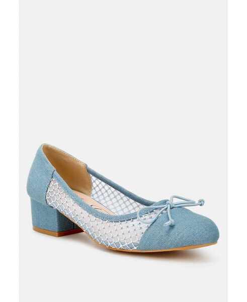 Tudum Rhinestone Detail Denim Ballerinas