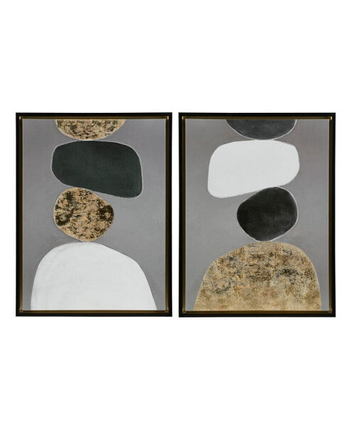 Neutral Stones Figural 2-Pc Framed Canvas Wall Art Set