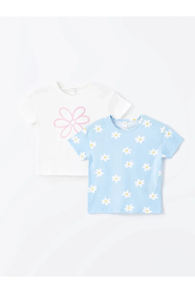 Çiçekli Kız Bebek Tişört 2'li