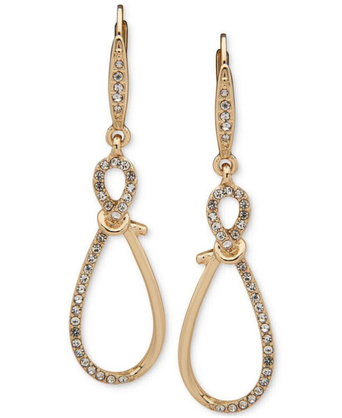 Gold-Tone Pavé Knotted Drop Earrings
