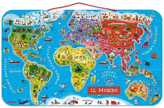 Janod Puzzle World Map - Magnetic Wooden Map, 92 Magnetic Puzzle Pieces - 70 x 43 cm & Germany Map, Magnetic, Puzzle for Children Made of Wood, 79 Magnetic Pieces, Discover and Remember