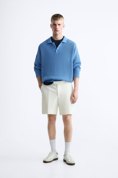 Textured bermuda shorts