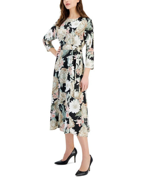 Women's Floral-Print Dolman-Sleeve Dress