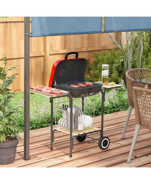 Outsunny 24" Portable Charcoal Grill with Wheels and Storage for Outdoor Gatherings