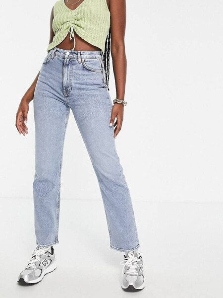 & Other Stories Favourite cotton straight leg high rise jeans in LA blue - MBLUE