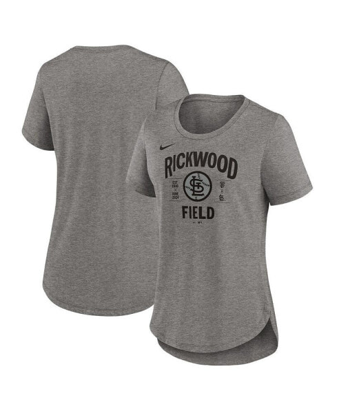 Women's Heather Charcoal St. Louis Cardinals 2024 Rickwood Classic Tribute Tri-Blend Scoop Neck T-Shirt