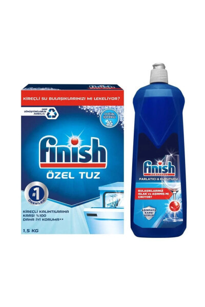 Bulaşık Makinesi Özel Tuz 1.5 kg + Finish Bulaşık Makinesi Parlatıcı 800 ml 2'li Set