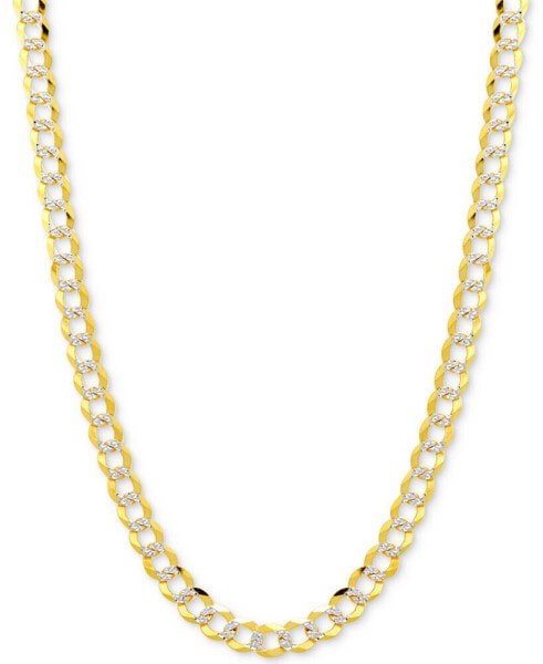26" Two-Tone Open Curb Link Chain Necklace in Solid 14k Gold & White Gold