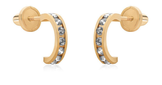 Yellow gold hoop earrings with zircons 14/184.701/17ZIR