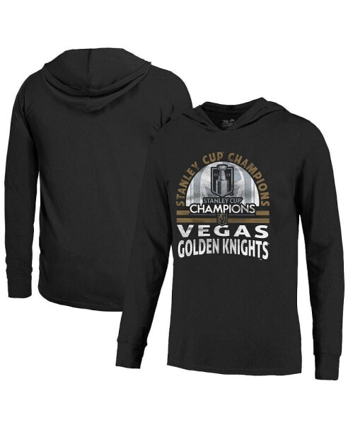 Men's Threads Black Vegas Golden Knights 2023 Stanley Cup Champions Soft Hand Long Sleeve Hoodie T-shirt