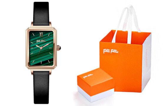 Наручные часы женские Folli Follie FF22B015B с кварцевым механизмом, зеленым циферблатом, кожаным ремешком, легкие и стильные