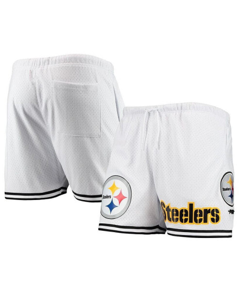 Шорты Pro Standard мужские белые, черные сетчатые Pittsburgh Steelers