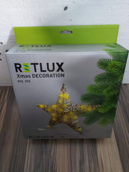 Dekoracja świąteczna Retlux RETLUX - RXL 255 vánoční dekorace 10LED, hvězda ratan, 25x25x6.5cm + přívod 0.3m, 2x AA, barva teplá bílá