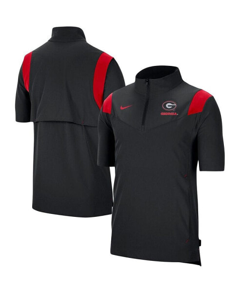 Men's Black Georgia Bulldogs Coach Short Sleeve Quarter-Zip Jacket