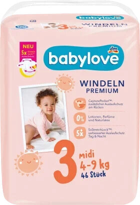 Windeln Premium Gr. 3 Midi, (4-9 kg), 46 St