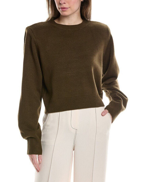 Weworewhat Shoulder Pad Cropped Sweater Women's Green M