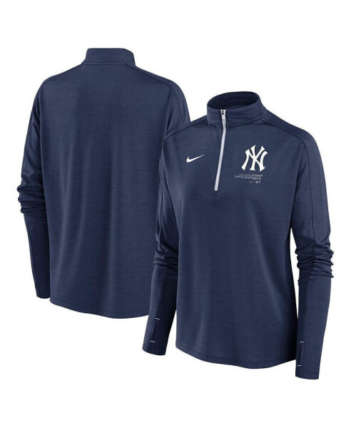 Women's Navy New York Yankees Pacer Quarter-Zip Top