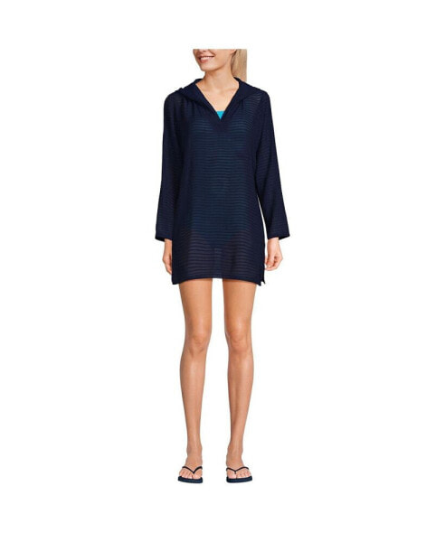 Women's Rayon Rib Hooded Mini Swim Cover-up Dress