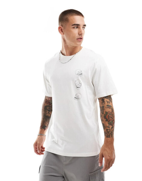 Jack & Jones oversized skull back print t-shirt in white