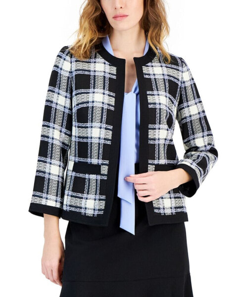 Women's Tweed 3/4-Sleeve Open-Front Blazer