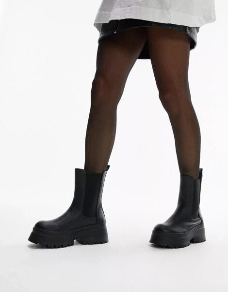 Topshop – Lake – Chelsea-Stiefel in Schwarz mit dicker Sohle