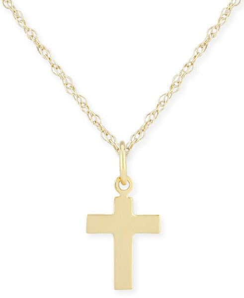 Flat Cross Necklace Set in 14k Gold