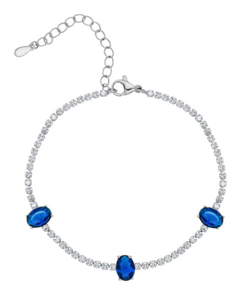 Simulated Sapphire and Cubic Zirconia Tennis Bracelet
