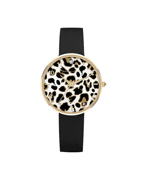 Часы Adrienne Vittadini Black Leather Strap 34mm