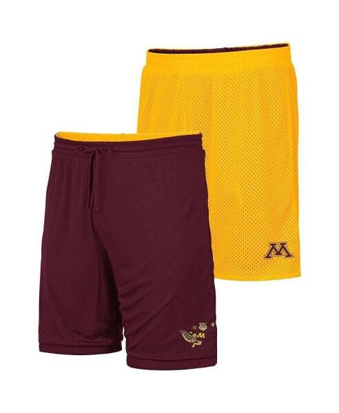 Men's Maroon, Gold Minnesota Golden Gophers Wiggum Reversible Logo Shorts