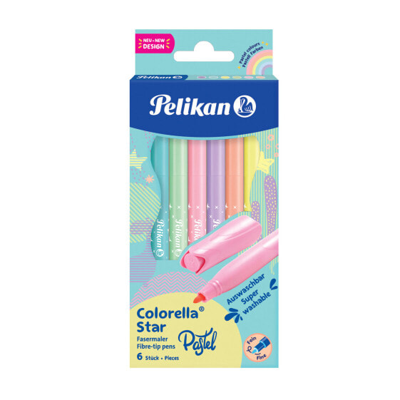 Pelikan 822282 - Fine - 6 colours - Assorted colours - Bullet tip - Fibre - Multicolour