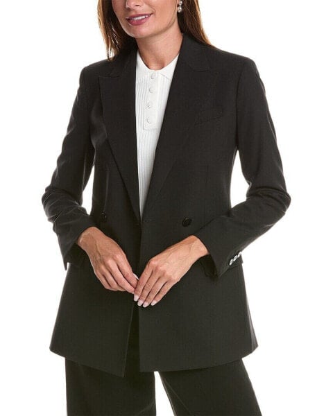 Theory Sevona Stretch Double-Breasted Wool-Blend Blazer Women's Black 00