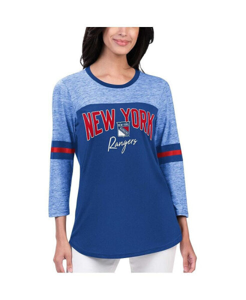 Women's Blue New York Rangers Play The Game 3/4-Sleeve T-shirt