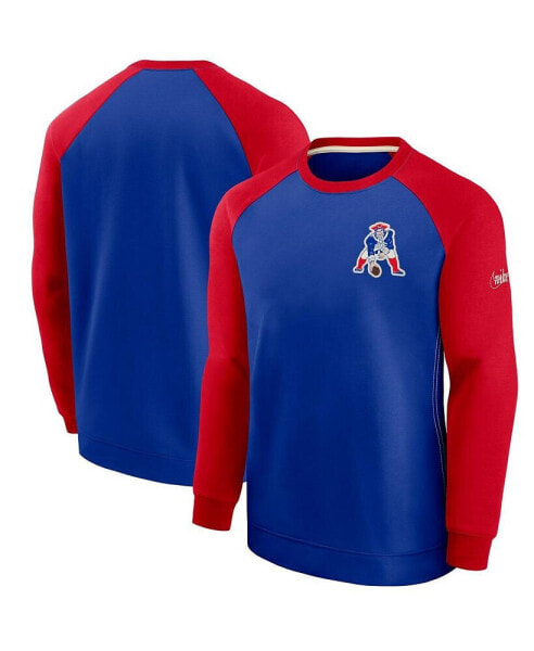 Свитер Performance Nike мужской Royal and Red New England Patriots Historic Raglan Crew