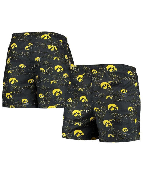 Men's Black Iowa Hawkeyes Island Palm Swim Trunks