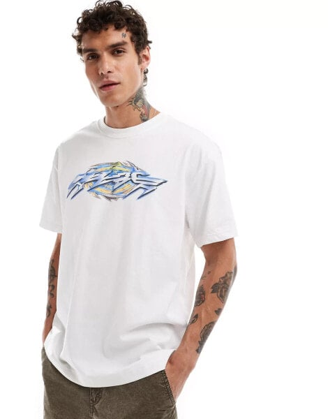 Weekday oversized t-shirt with robo graphic print in white