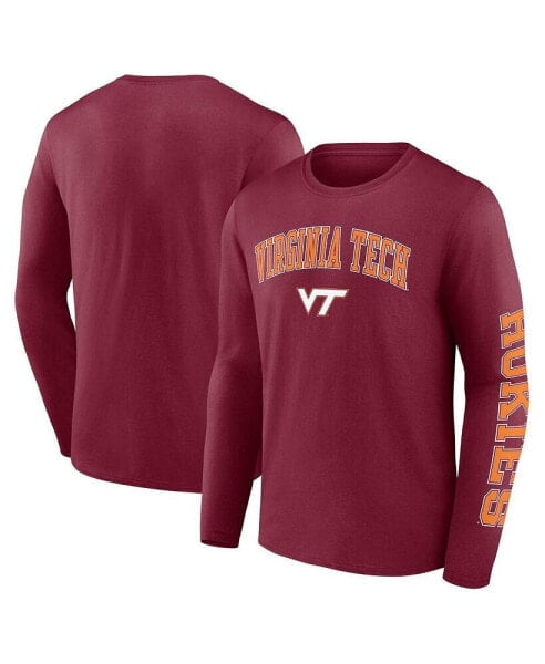 Men's Maroon Virginia Tech Hokies Distressed Arch Over Logo Long Sleeve T-shirt