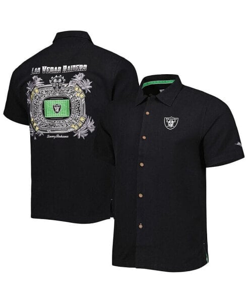 Men's Black Las Vegas Raiders Top of Your Game Camp Button-Up Shirt